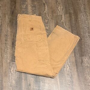 Carhartt Insulated Carpenter Work Pants Men’s 33x32 Tan Lined Canvas Workwear